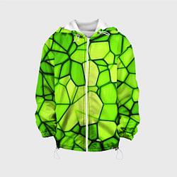 Куртка с капюшоном детская Неоновые салатовые осколки, цвет: 3D-белый