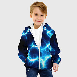 Куртка с капюшоном детская Молния грозовая - электрические разряды, цвет: 3D-белый — фото 2