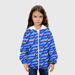 Куртка с капюшоном детская Плывущие девушки на синем, цвет: 3D-белый — фото 2