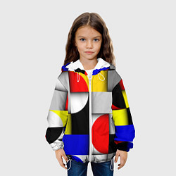 Куртка с капюшоном детская Оптическая иллюзия из кругов, прямоугольников и фи, цвет: 3D-белый — фото 2