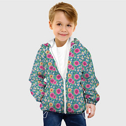Куртка с капюшоном детская Весенний цветочный паттерн, цвет: 3D-белый — фото 2