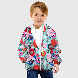 Куртка с капюшоном детская Abstract flowers, цвет: 3D-белый — фото 2