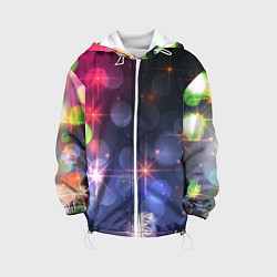 Куртка с капюшоном детская Поп арт неоновые звезды космического неба, цвет: 3D-белый