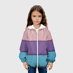 Куртка с капюшоном детская Трёхцветный паттерн - розовый, фиолетовый и синий, цвет: 3D-белый — фото 2