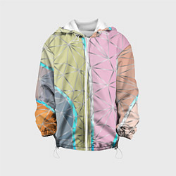 Куртка с капюшоном детская Разноцветный фон из треугольников с металлическими, цвет: 3D-белый