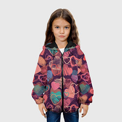 Куртка с капюшоном детская Узор из разных сердец, цвет: 3D-черный — фото 2