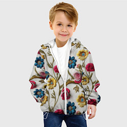 Куртка с капюшоном детская Эффект вышивка летний узор, цвет: 3D-белый — фото 2