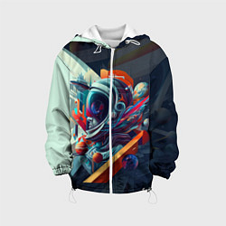 Куртка с капюшоном детская Космос в стиле кубизма, цвет: 3D-белый