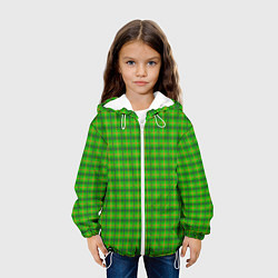 Куртка с капюшоном детская Шотландка зеленая крупная, цвет: 3D-белый — фото 2
