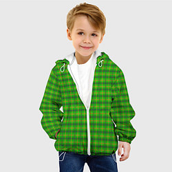 Куртка с капюшоном детская Шотландка зеленая крупная, цвет: 3D-белый — фото 2