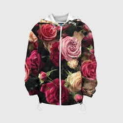 Куртка с капюшоном детская Нежные кустовые розы, цвет: 3D-белый