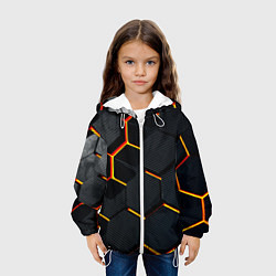 Куртка с капюшоном детская Плиты стиль соты киберпанк, цвет: 3D-белый — фото 2
