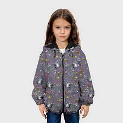 Куртка с капюшоном детская Енотики паттерн, цвет: 3D-черный — фото 2