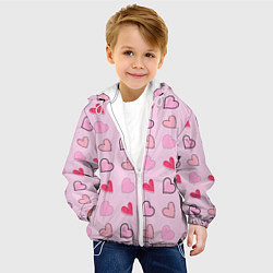Куртка с капюшоном детская Валентинки на нежно-розовом фоне, цвет: 3D-белый — фото 2