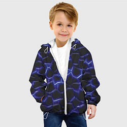 Куртка с капюшоном детская Синий неон и плиты, цвет: 3D-белый — фото 2