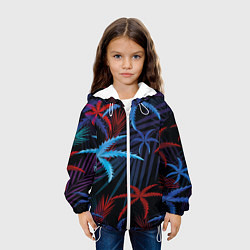 Куртка с капюшоном детская Листья пальмы, цвет: 3D-белый — фото 2