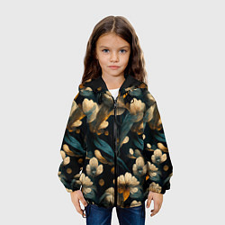 Куртка с капюшоном детская Узор цветочный паттерн, цвет: 3D-черный — фото 2
