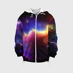 Куртка с капюшоном детская Столкновение галактик, цвет: 3D-белый