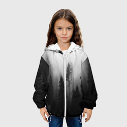 Куртка с капюшоном детская Красивый лес и туман, цвет: 3D-белый — фото 2