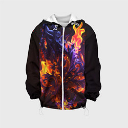 Куртка с капюшоном детская Текстура огня, цвет: 3D-белый