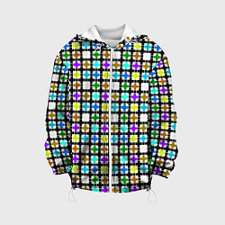 Куртка с капюшоном детская Геометрический узор в клетку разноцветный, цвет: 3D-белый