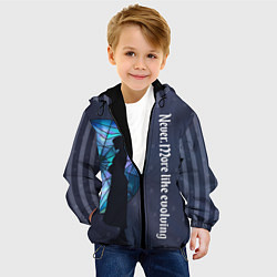 Куртка с капюшоном детская Уэнсдей Аддамс - темная сторона окна, цвет: 3D-черный — фото 2