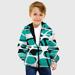 Куртка с капюшоном детская Абстрактный узор из сетчатых прожилок, цвет: 3D-черный — фото 2
