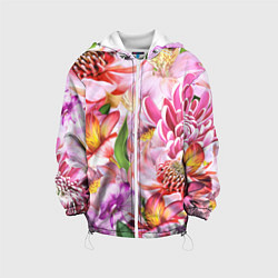 Куртка с капюшоном детская Цветочный рай, цвет: 3D-белый