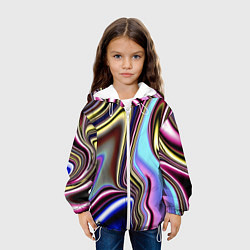Куртка с капюшоном детская Блестящая ткань, цвет: 3D-белый — фото 2