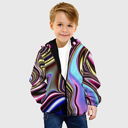 Куртка с капюшоном детская Блестящая ткань, цвет: 3D-черный — фото 2