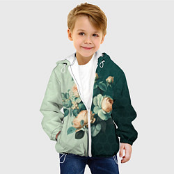 Куртка с капюшоном детская Розы на зеленом фоне, цвет: 3D-белый — фото 2