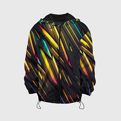 Куртка с капюшоном детская Неоновые абстрактные линии, цвет: 3D-черный