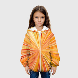 Куртка с капюшоном детская Абстрактные лучи оттенков оранжевого, цвет: 3D-белый — фото 2