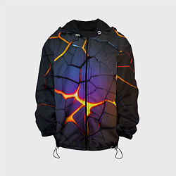 Куртка с капюшоном детская Неоновые трещины - лава, цвет: 3D-черный
