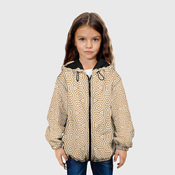 Куртка с капюшоном детская Абстрактно-овально бежевый паттерн, цвет: 3D-черный — фото 2
