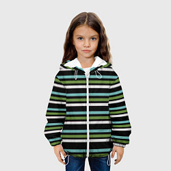 Куртка с капюшоном детская Абстрактные тёмные полосы, цвет: 3D-белый — фото 2