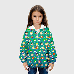 Куртка с капюшоном детская Южный Парк - паттерн персонажи, цвет: 3D-белый — фото 2