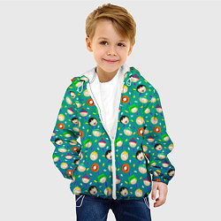 Куртка с капюшоном детская Южный Парк - паттерн персонажи, цвет: 3D-белый — фото 2