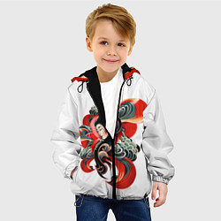 Куртка с капюшоном детская Японская татуировка: гейша, цвет: 3D-черный — фото 2