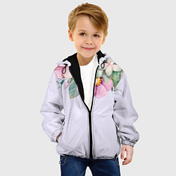 Куртка с капюшоном детская Пастельные цветы акварелью - наверху, цвет: 3D-черный — фото 2