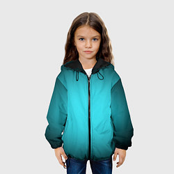 Куртка с капюшоном детская Кислотный голубой с градиентом, цвет: 3D-черный — фото 2