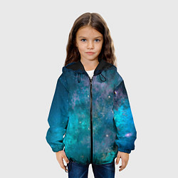 Куртка с капюшоном детская Абстрактный светло-синий космос и звёзды, цвет: 3D-черный — фото 2