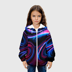 Куртка с капюшоном детская Разводы красок и бензина неоновый, цвет: 3D-белый — фото 2