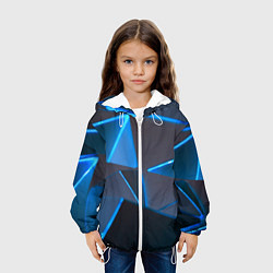Куртка с капюшоном детская Неоновые грани абстракции, цвет: 3D-белый — фото 2