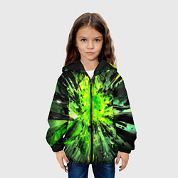 Куртка с капюшоном детская Fractal green explosion, цвет: 3D-черный — фото 2