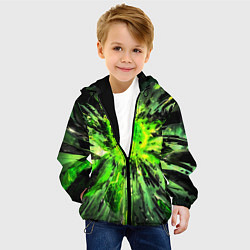 Куртка с капюшоном детская Fractal green explosion, цвет: 3D-черный — фото 2
