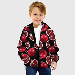 Куртка с капюшоном детская Гранаты на черном фоне - паттерн, цвет: 3D-черный — фото 2