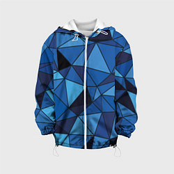Куртка с капюшоном детская Синие треугольники, абстракт, цвет: 3D-белый