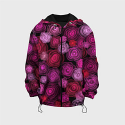 Куртка с капюшоном детская Неоновые розы на черном фоне, цвет: 3D-черный