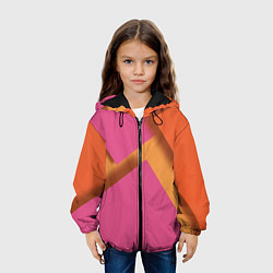 Куртка с капюшоном детская Геометрические абстрактные соединения пластин, цвет: 3D-черный — фото 2